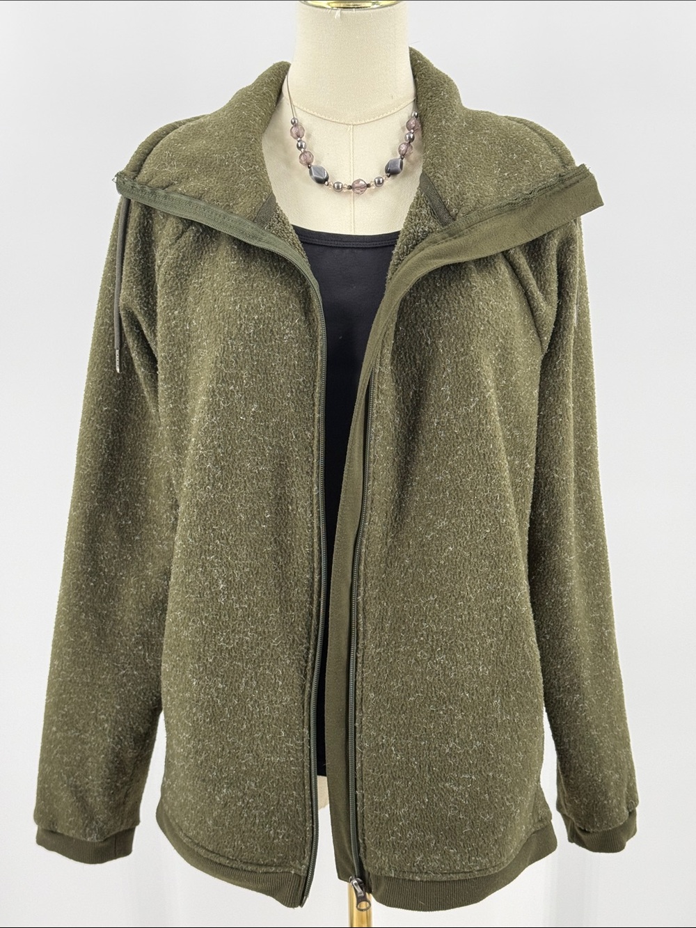 Olive Green Women’s Zip-Up Fleece Jacket